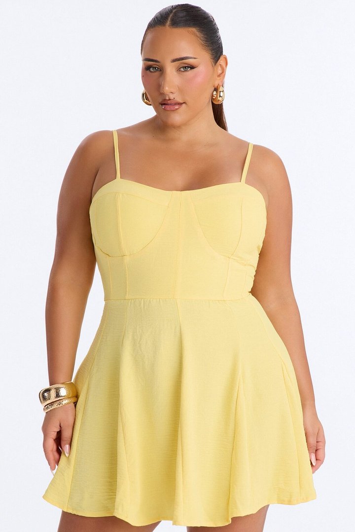 Candice Pleated Airflow Mini Dress - Yellow