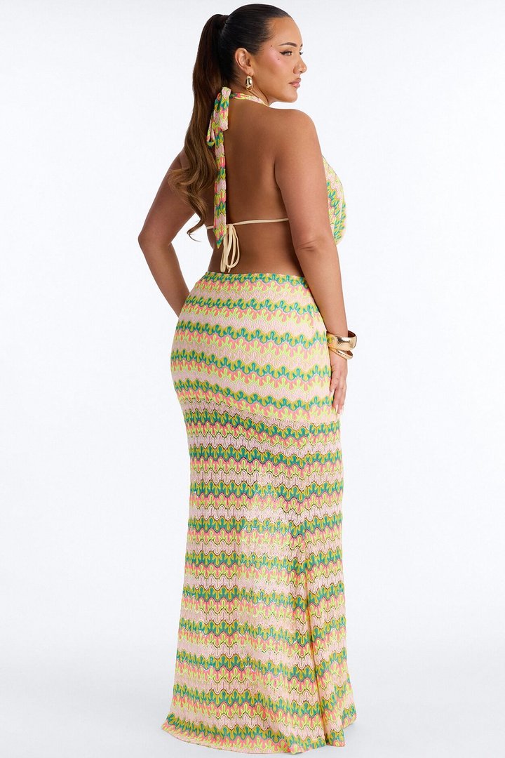 Out All Summer Crochet Maxi Dress - Multi Color