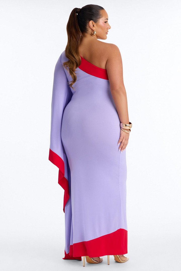 Casually Allure One Shoulder Maxi Dress - Lavender