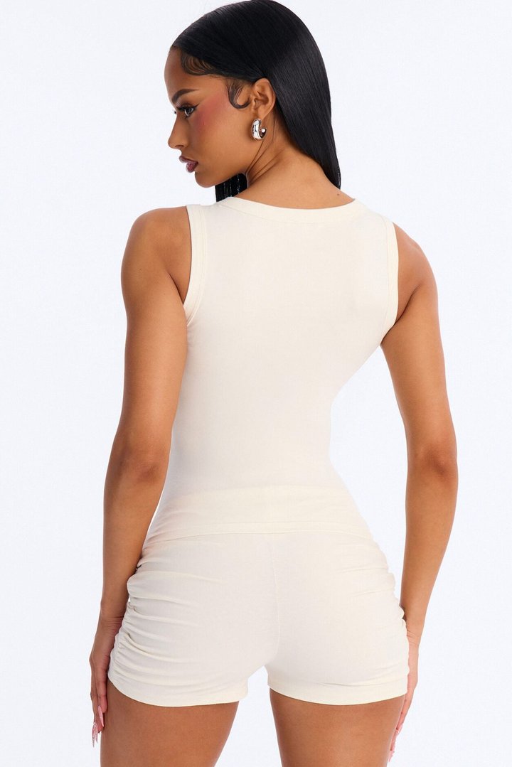 Quinn High Neck Tank Top - Cream