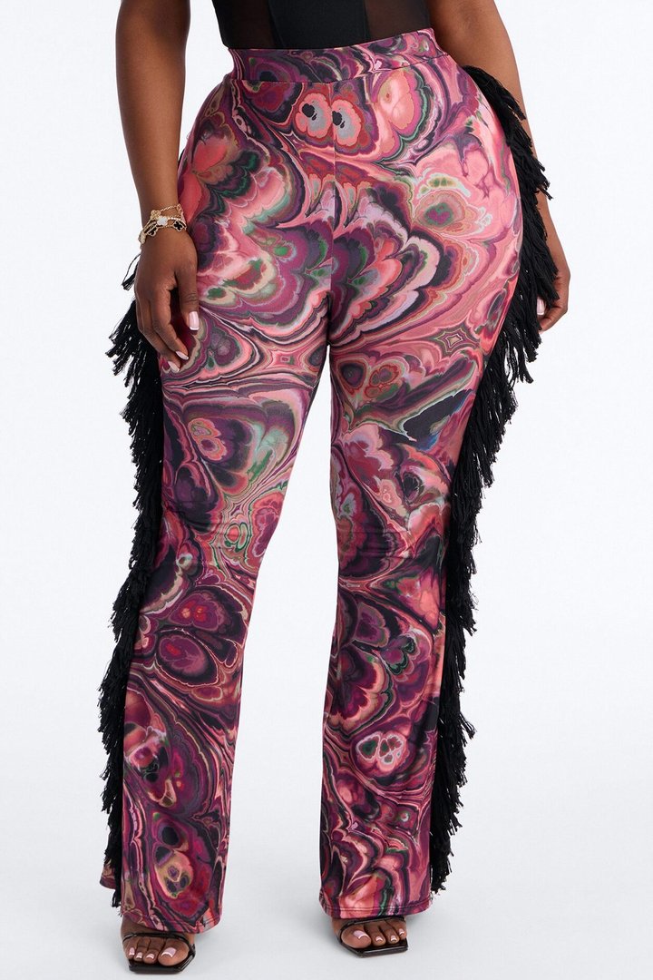 All At Once Fringe Flare Pant - Purple/combo