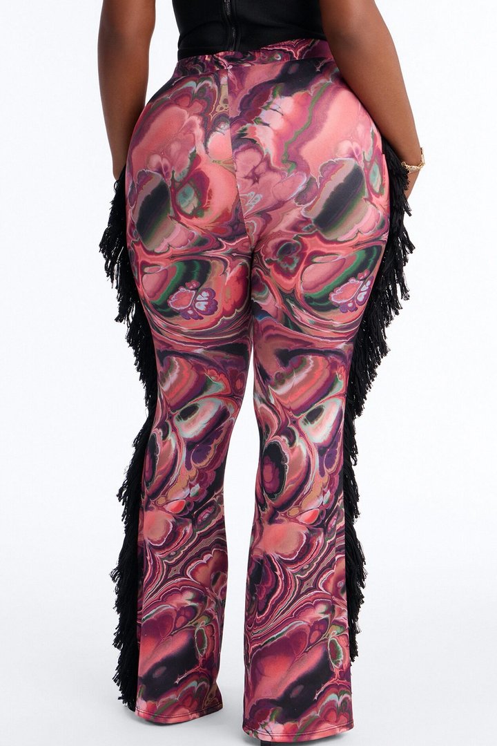 All At Once Fringe Flare Pant - Purple/combo