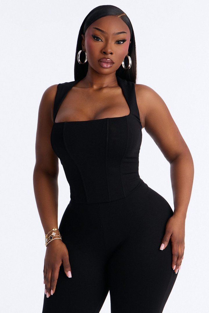 Sweet Talk Ponte Corset Capri Set - Black