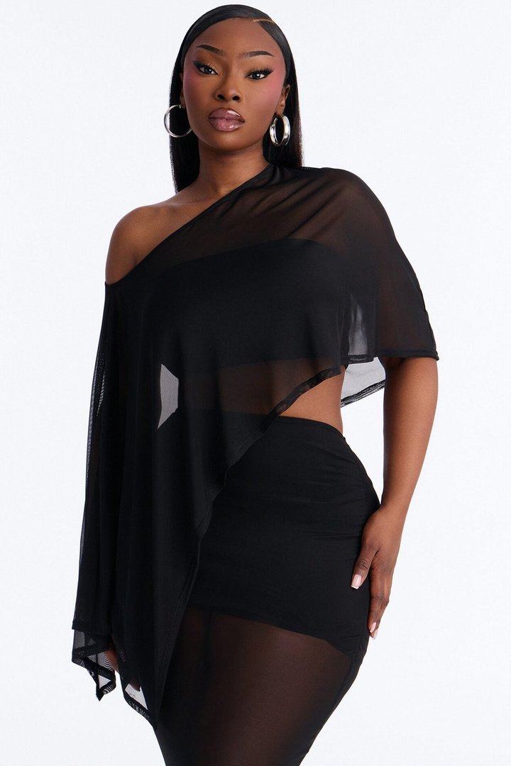 Enjoy The View 3 Piece Mesh Skirt Set - Black
