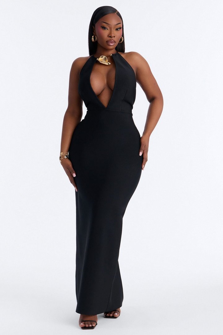Blessing Your Eyes Bandage Maxi Dress - Black