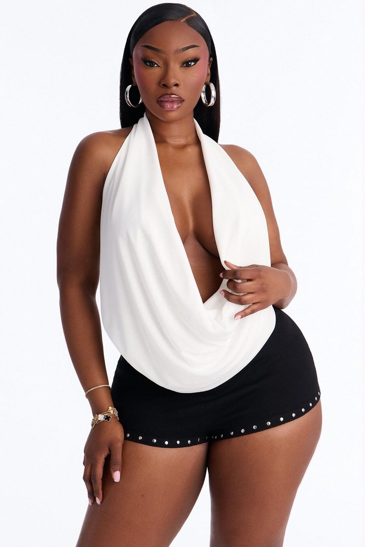 Stunner Edition Mesh Halter Top - White