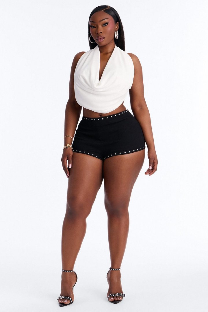 Indy Studded Low Rise Micro Short - Black