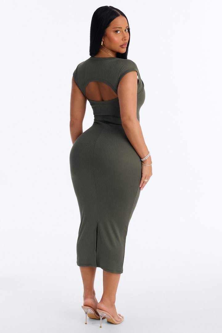 Harper Cap Sleeve Midi Dress - Olive