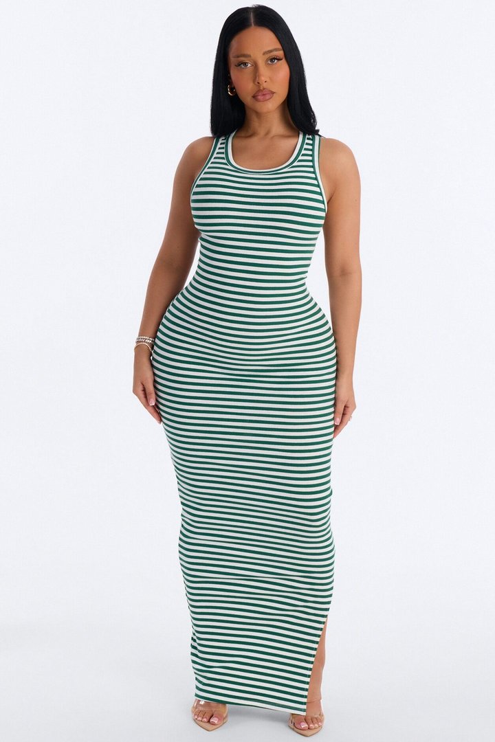 Natalia Striped Maxi Dress - Kelly Green