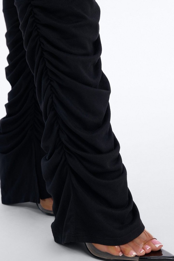 Dovie Low Rise Ruched Stacked Legging - Black
