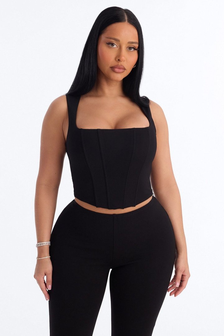 Sweet Talk Ponte Corset Capri Set - Black
