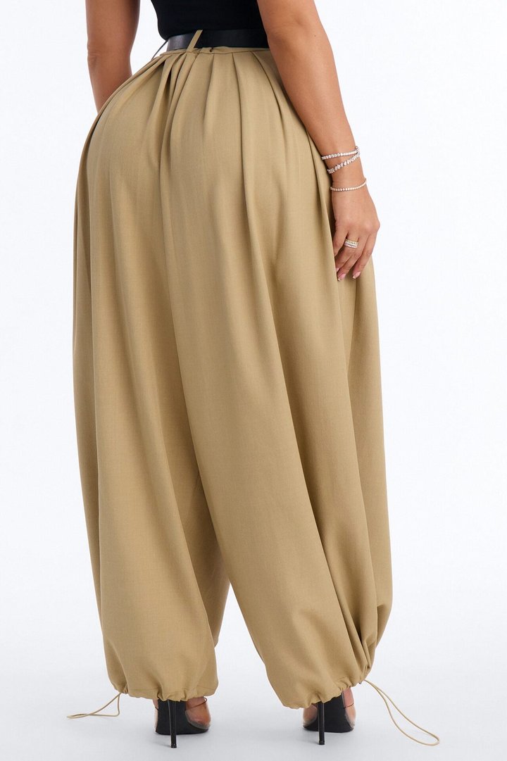 Gemma High Rise Belted Jogger - Khaki