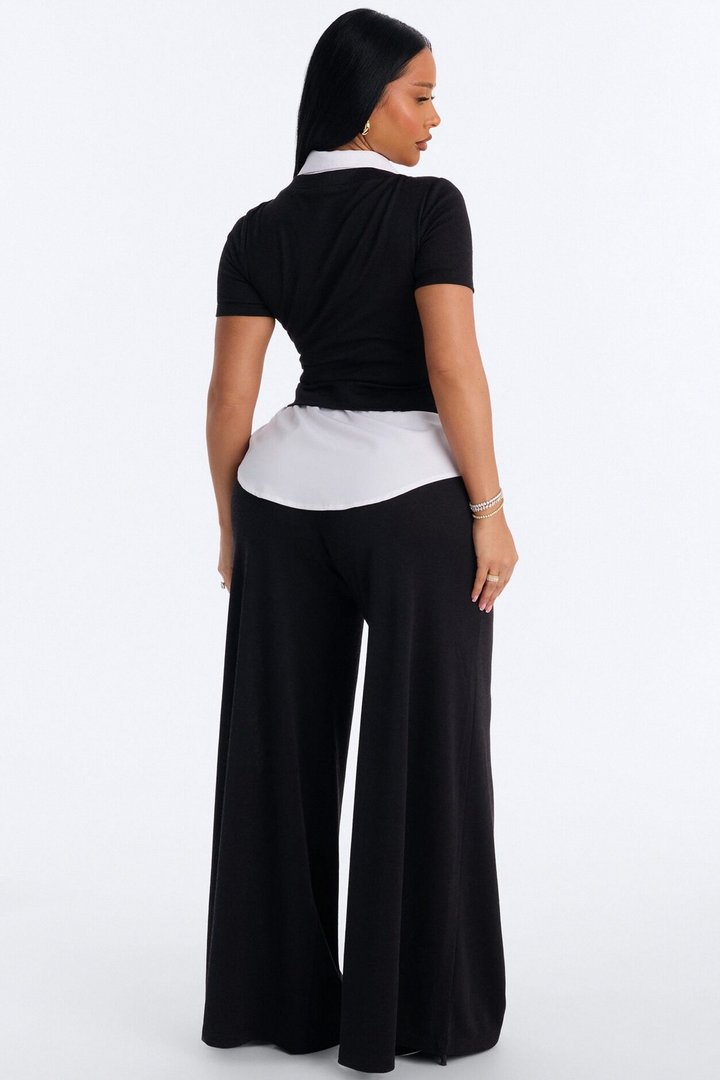 Sharay Knit 2fer Pant Set - Black