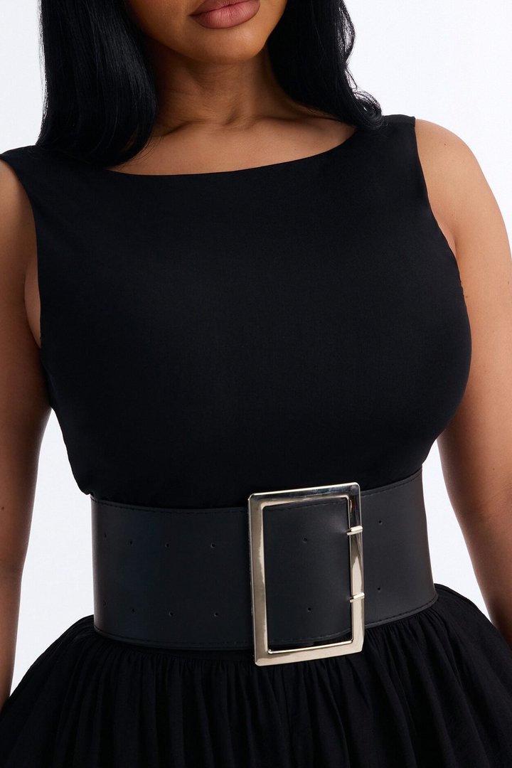 Lacy Belted Balloon Jumpsuit - Black