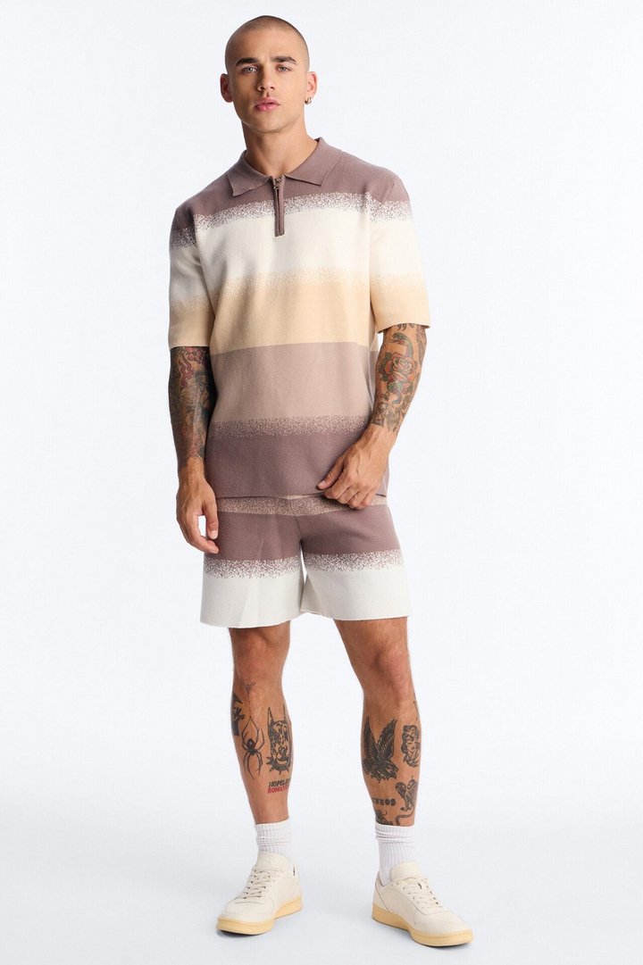 Mojave Dusk Quarter Zip Polo - Brown/combo