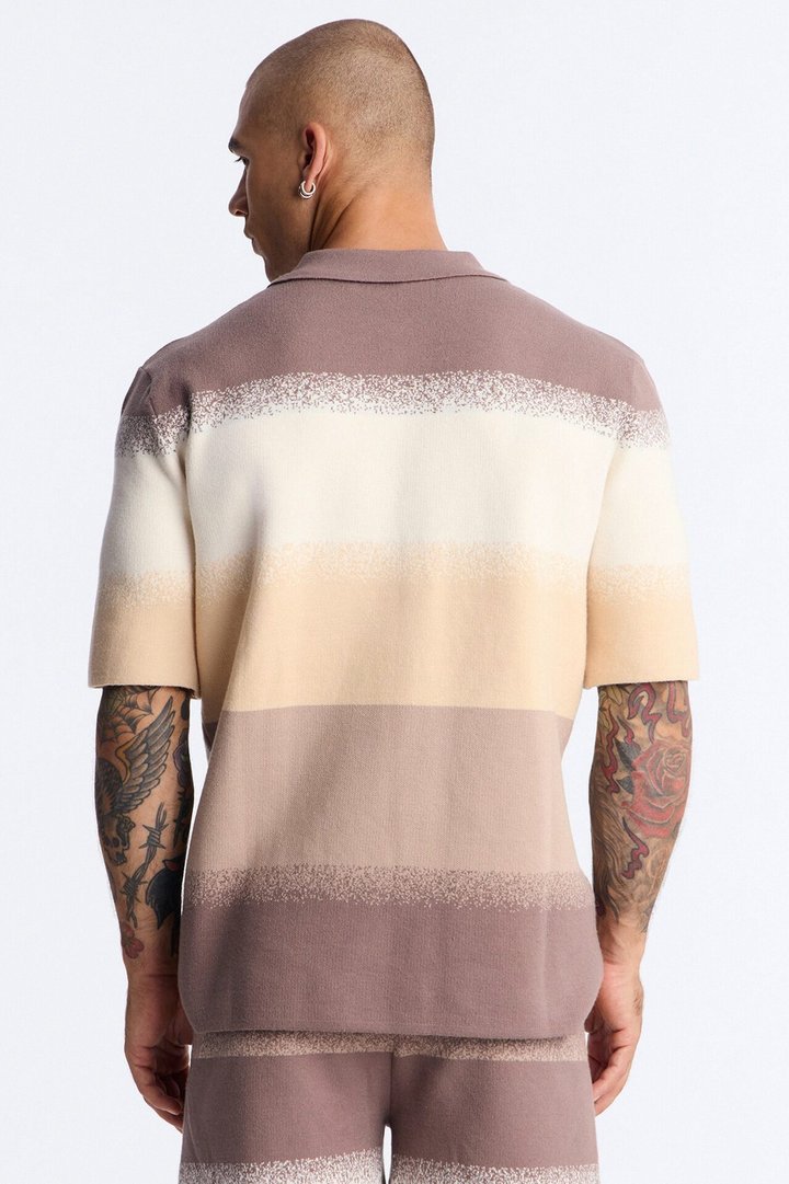 Mojave Dusk Quarter Zip Polo - Brown/combo