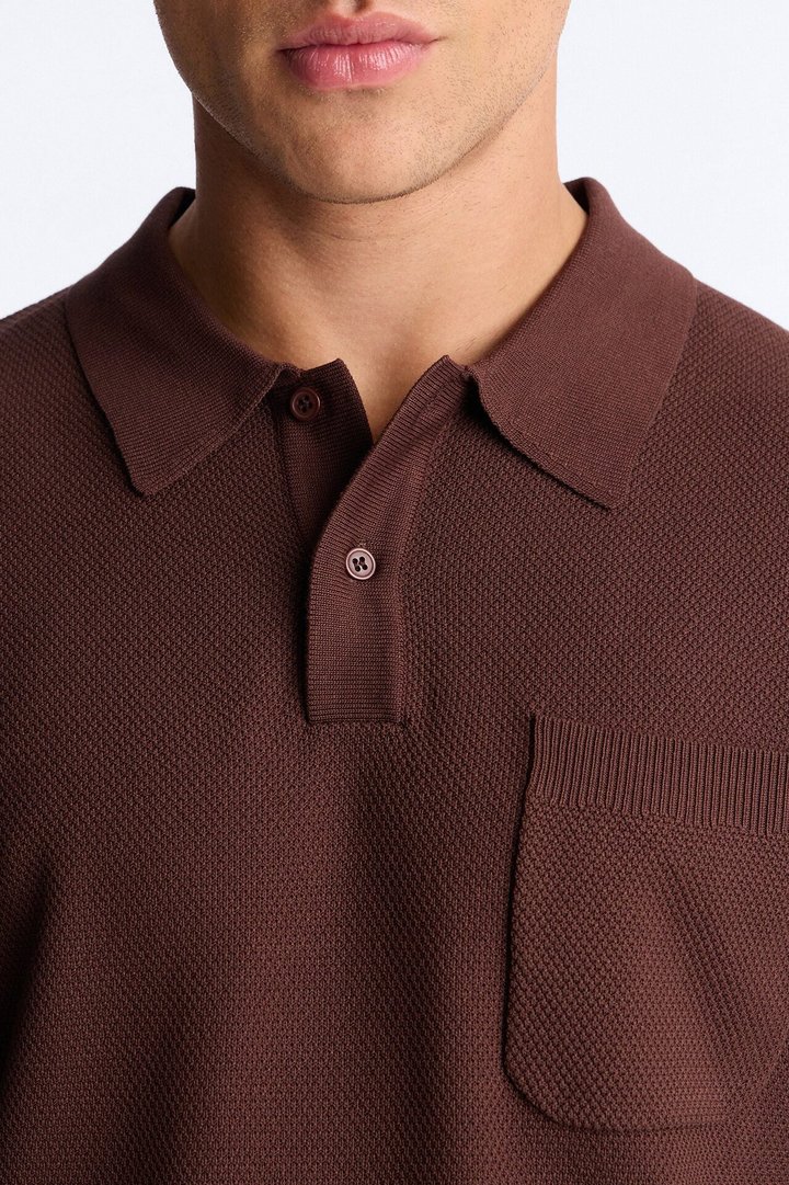 Everyday Pocket Pique Polo - Brown
