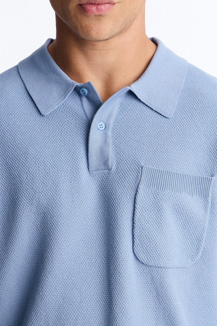 Everyday Pocket Pique Polo - Light Blue