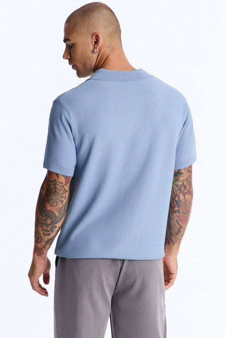Everyday Pocket Pique Polo - Light Blue