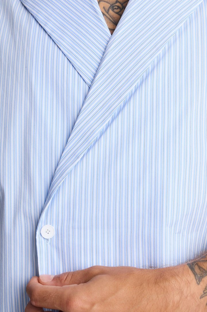 Relaxed Linear Breeze Blazer Shirt - Blue/combo