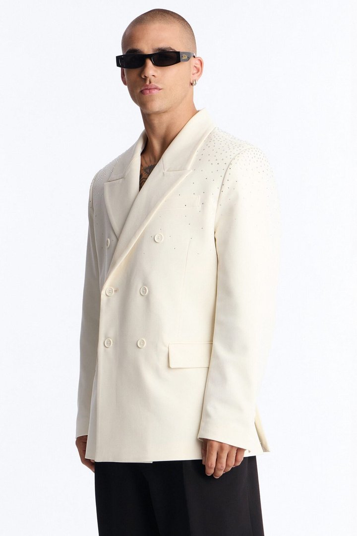 Relaxed Star Gazer Embellished Jacket - Cream