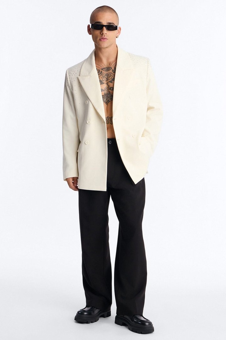 Relaxed Star Gazer Embellished Jacket - Cream
