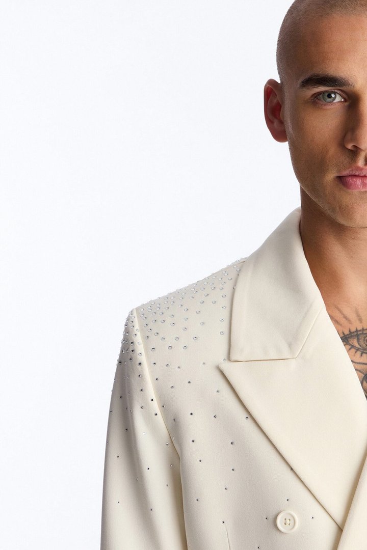 Relaxed Star Gazer Embellished Jacket - Cream
