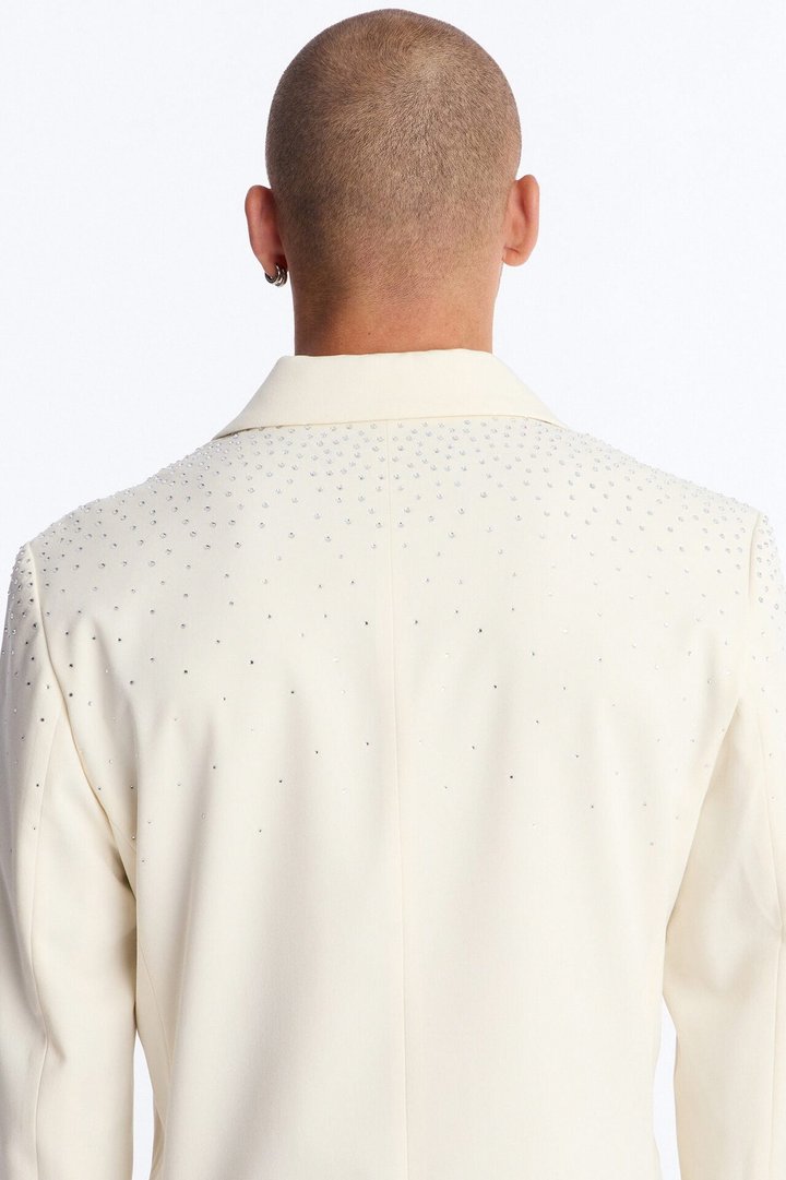 Relaxed Star Gazer Embellished Jacket - Cream