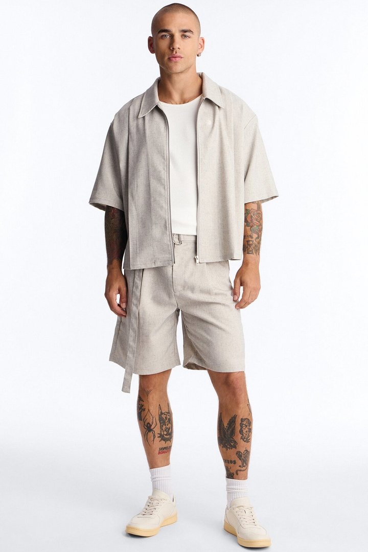 Maison Tailored Belt Short - Khaki