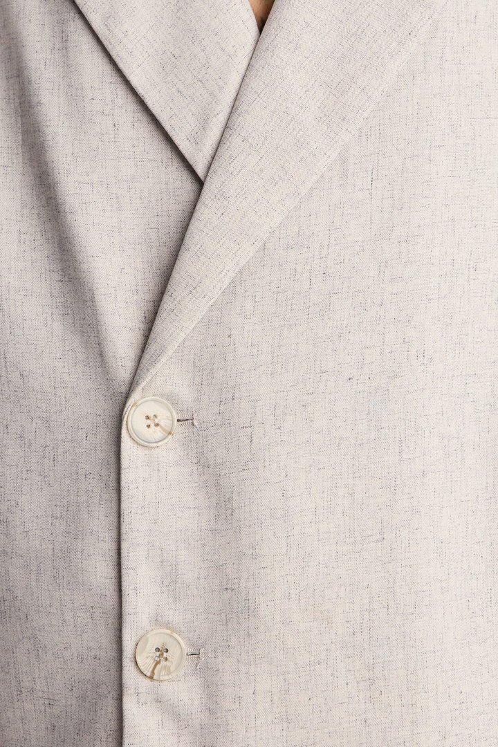 Maison Tailored Boxy Cropped Blazer Shirt - Khaki