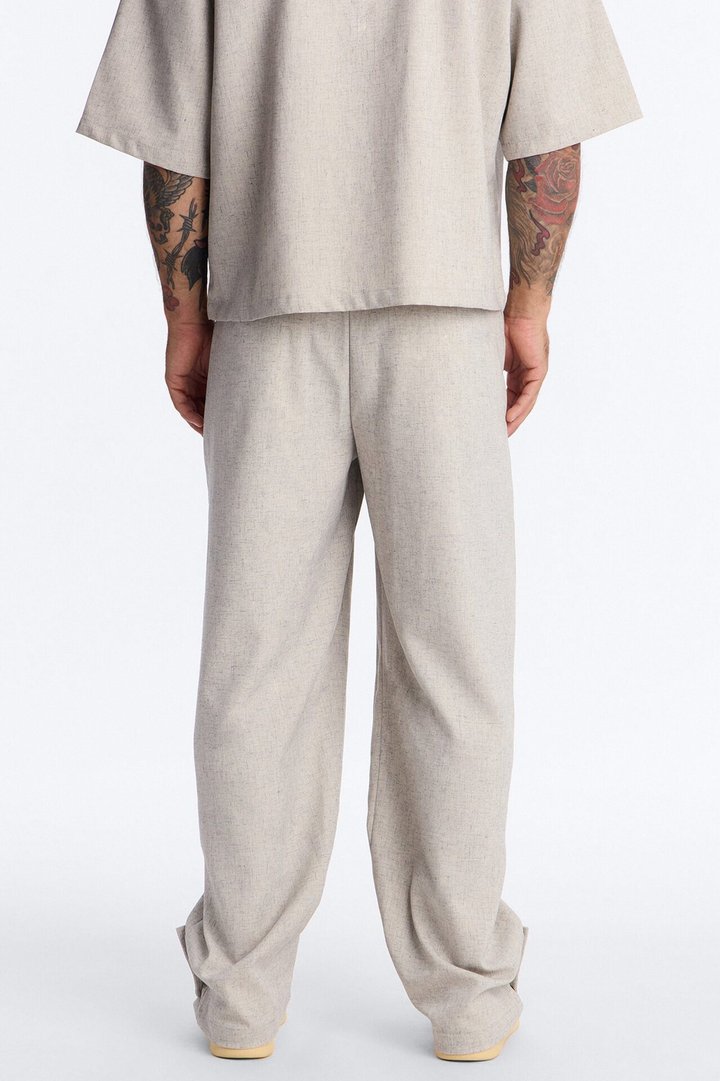 Maison Tailored Baggy Buttoned Cuff Pant - Khaki