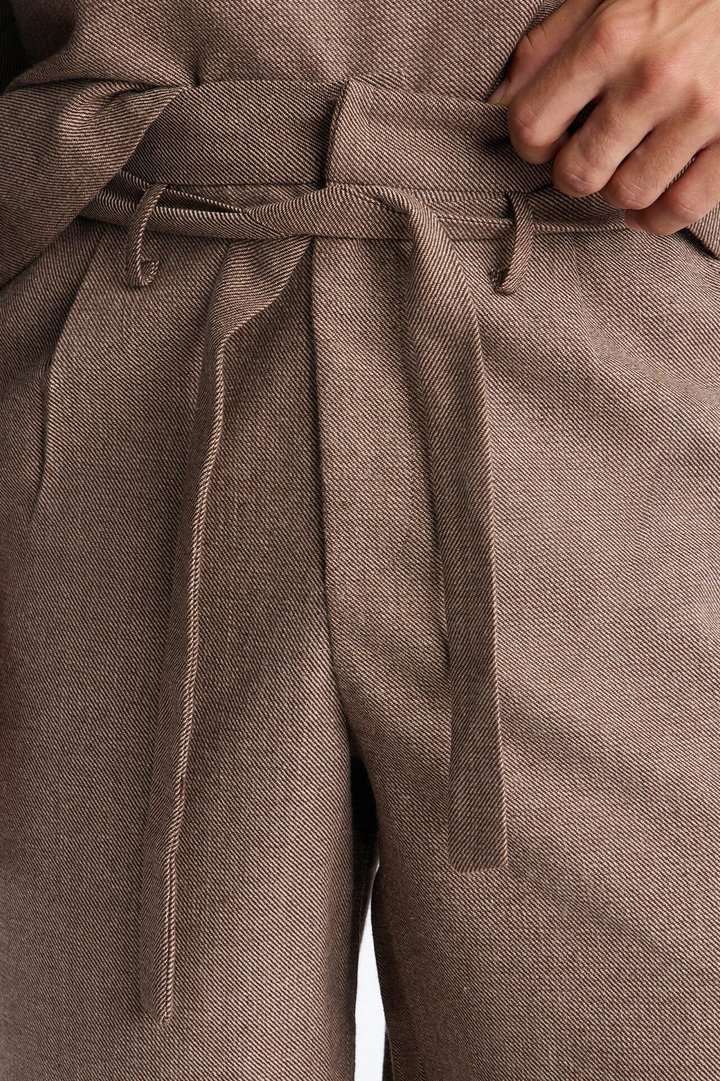 Maison Tailored Textured Wrapped Short - Brown