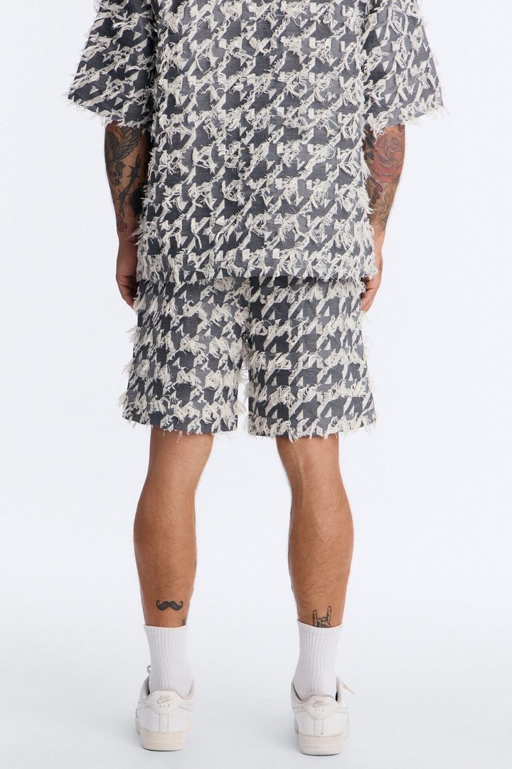 Relaxed Houndstooth Nomad Short - Grey