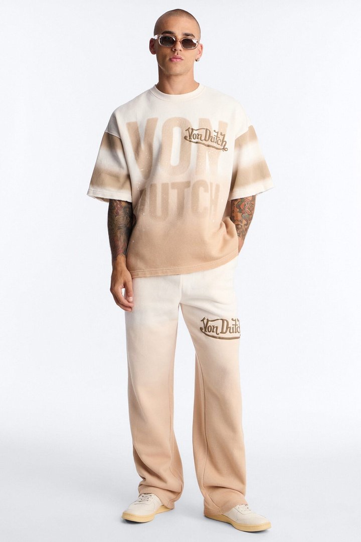 Von Dutch Faded Boxy Fleece Tee - Cream