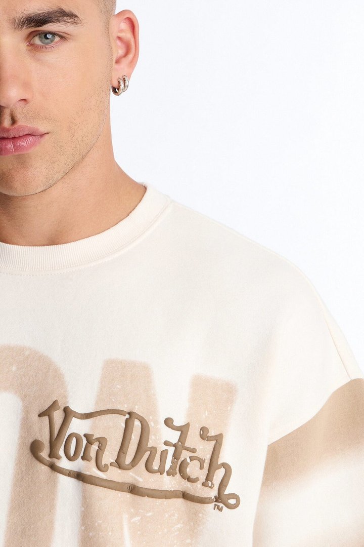Von Dutch Faded Boxy Fleece Tee - Cream
