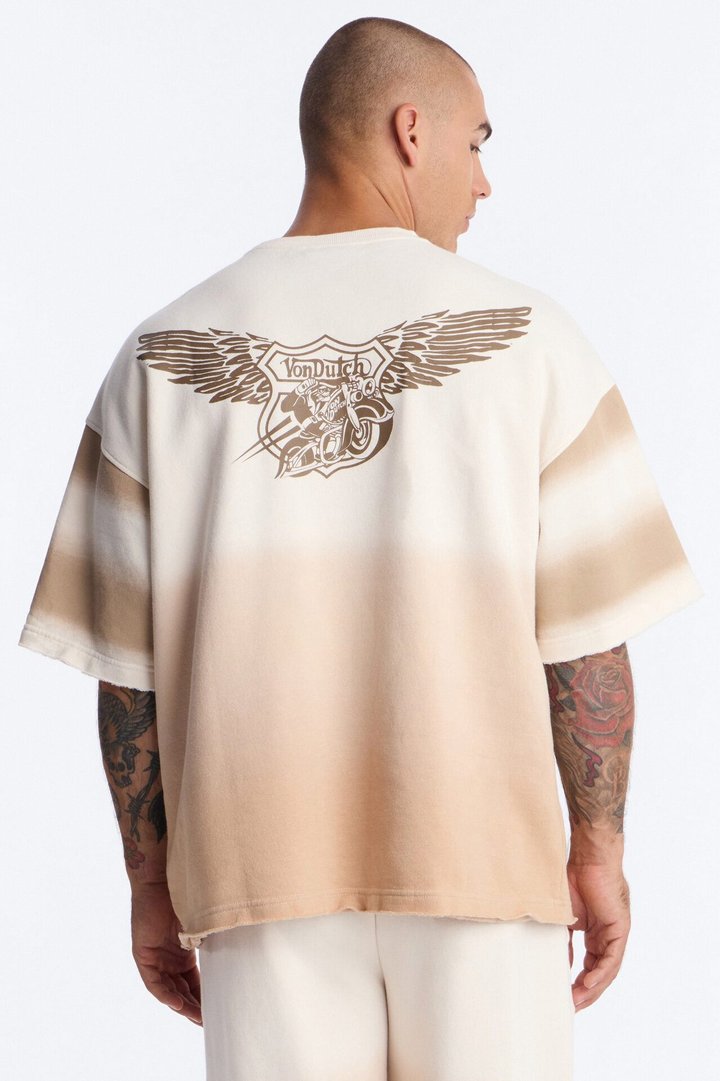 Von Dutch Faded Boxy Fleece Tee - Cream