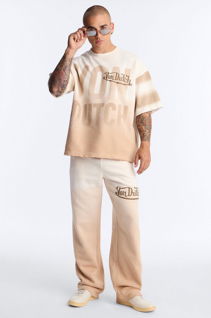 Von Dutch Faded Wide Leg Sweatpant - Cream