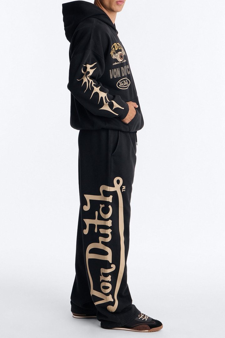 Von Dutch Embroidery Patches Wide Leg Sweatpant - Black Wash