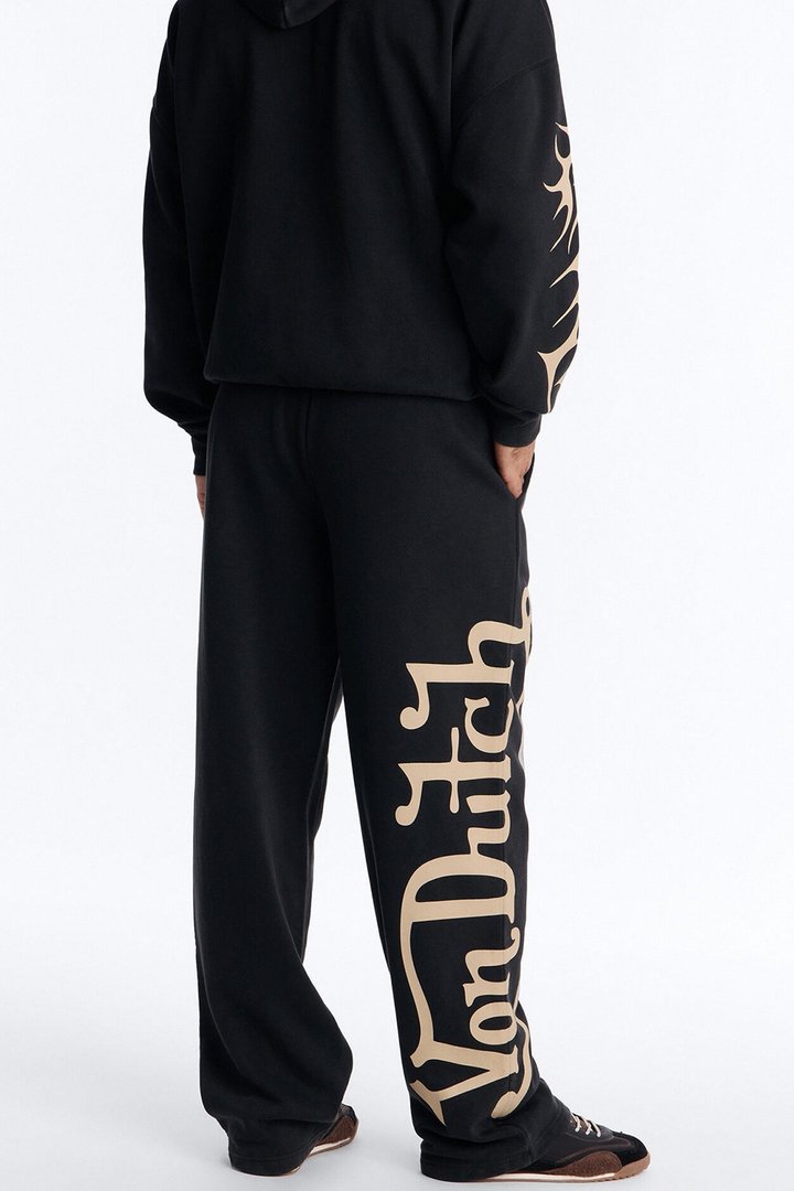 Von Dutch Embroidery Patches Wide Leg Sweatpant - Black Wash