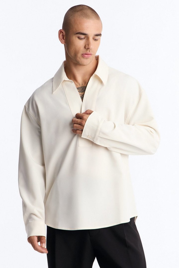 Relaxed Apex Chevron Tailored Shirt - Cream
