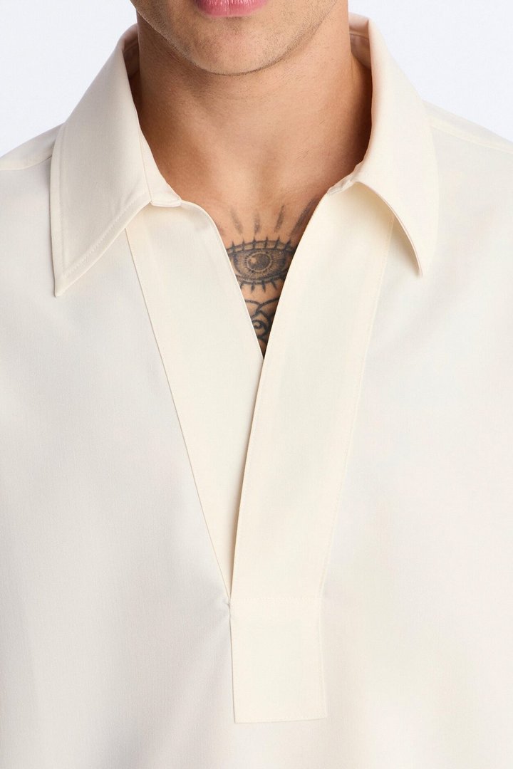 Relaxed Apex Chevron Tailored Shirt - Cream