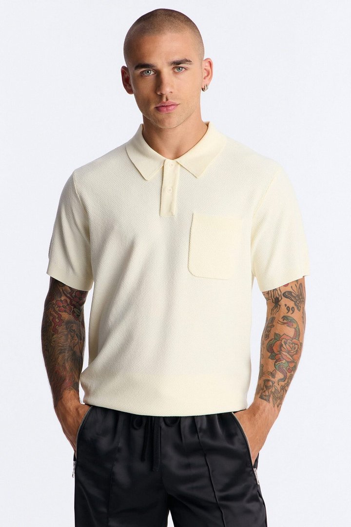 Everyday Pocket Pique Polo - Cream