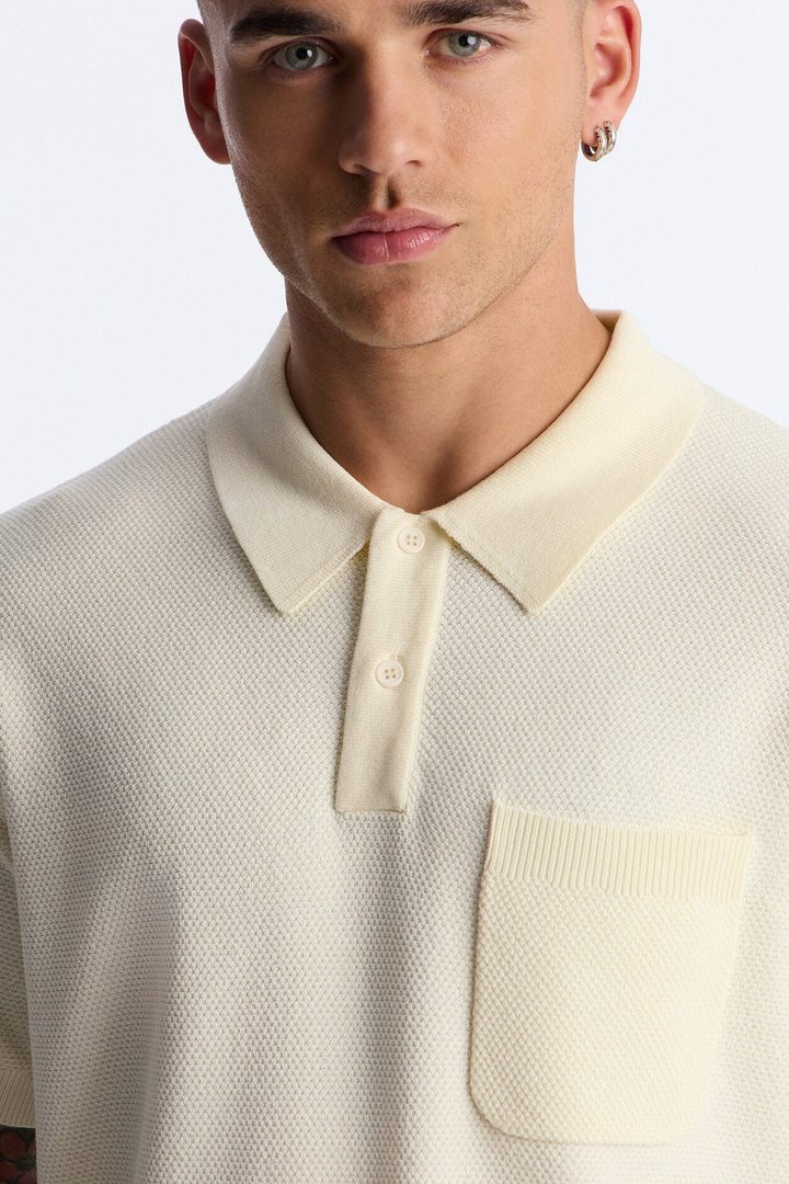 Everyday Pocket Pique Polo - Cream