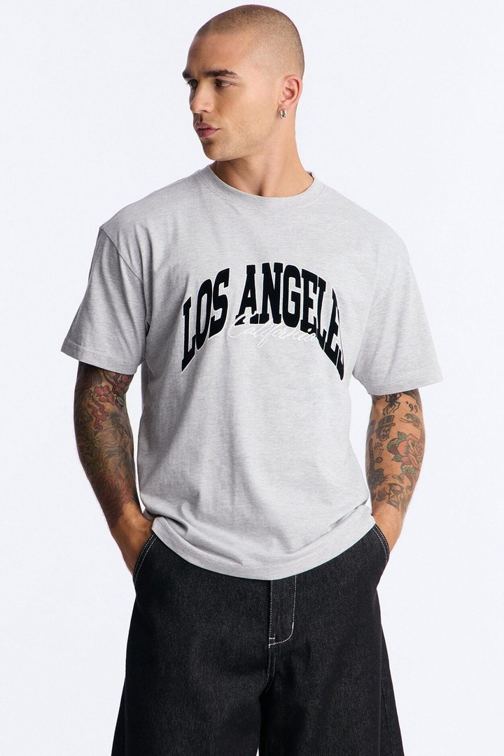 Los Angeles Flocking Short Sleeve Tee - Grey