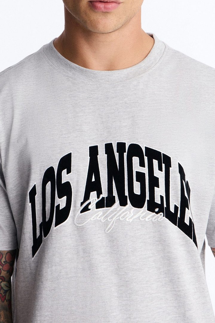 Los Angeles Flocking Short Sleeve Tee - Grey