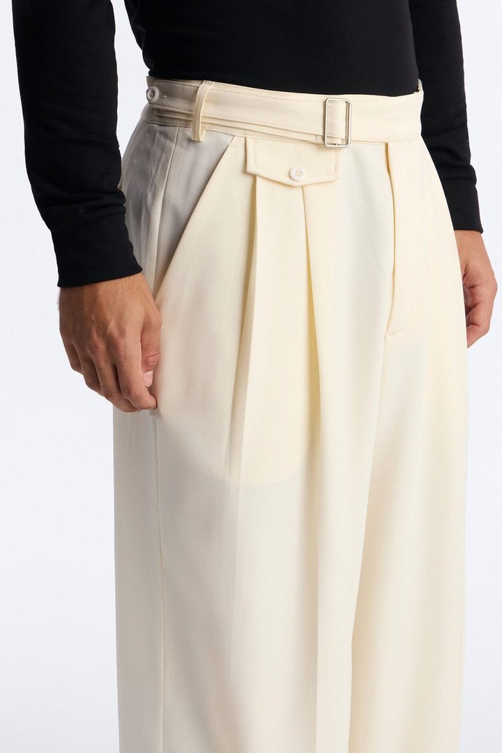 Wide Leg Vanderbilt Gurkha Trouser - Cream