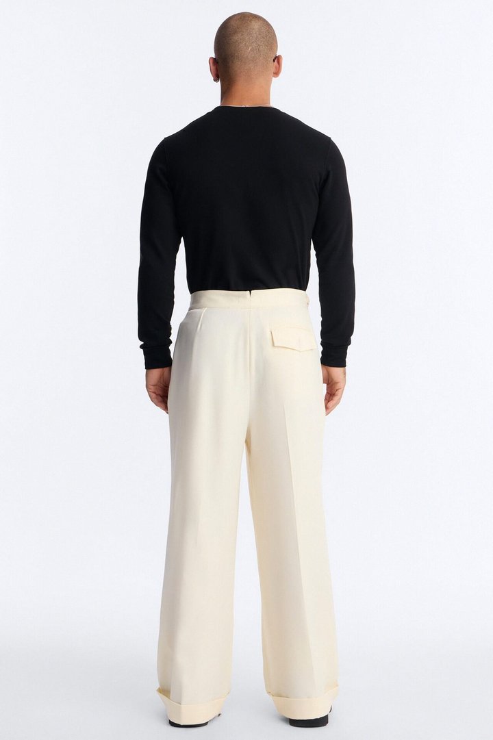 Wide Leg Vanderbilt Gurkha Trouser - Cream
