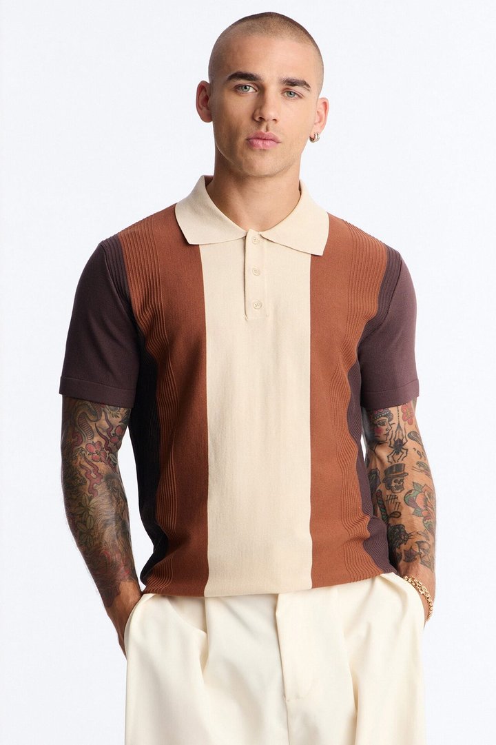 Palm Springs Panel Polo - Brown/combo