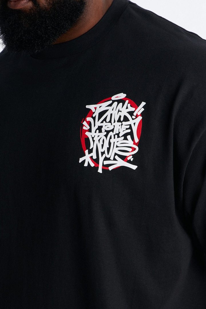 Back To The Roots Oversized Short Sleeve Tee - Black