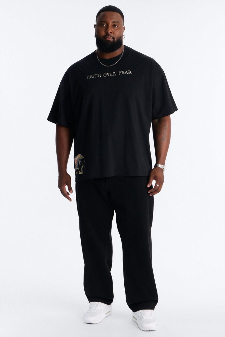 Faith Over Fear Eternally Oversized Short Sleeve Tee - Black